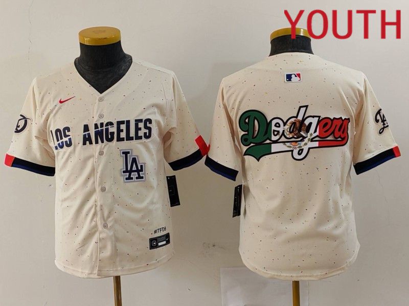 Youth Los Angeles Dodgers Blank Cream Fashion Nike Game MLB Jersey style 6293->women mlb jersey->Women Jersey